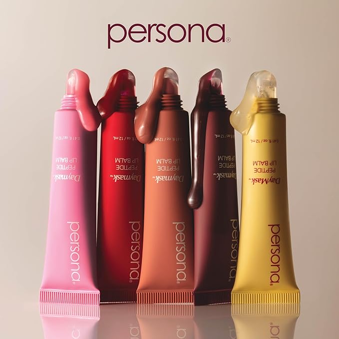 PERSONA Daymask Peptide Lip Balm | Rich, Glossy Hydration | With Oat Kernel Oil, Squalane & Peptide Complex | Vegan, Fragrance-Free, Sensitive-Lip Safe (0.3 oz) | Made in USA, Pomegranate