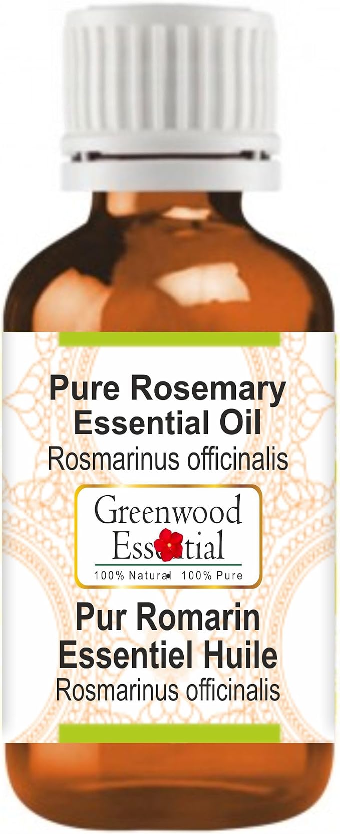 Greenwood Essential Rosemary Essential Oil (Rosmarinus officinalis) for Healthy Hair Pure | Non-Sticky | Non-Greasy | Lightweight | Men & Women | All Hair Types | 100ml (3.38 oz)