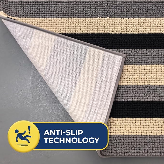 Muddy Mat® Super Absorbent Chenille Dog Door Mat for Muddy Paws – Non-Slip, Machine Washable Indoor Entry Rug, Quick-Dry Pet Mat for Entryway – Sandy Stripes 19"x30"