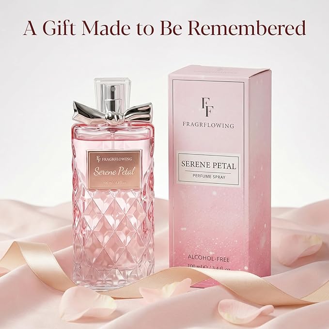 Perfume for Women, Alcohol-Free Long Lasting Fresh Floral Fragrance, Light & Soft Scent with Jasmine, Peony & Lemon, Sandalwood & Musk Base, 100ml / 3.4 fl oz, Gift for Women & Moms (Serene Petal)