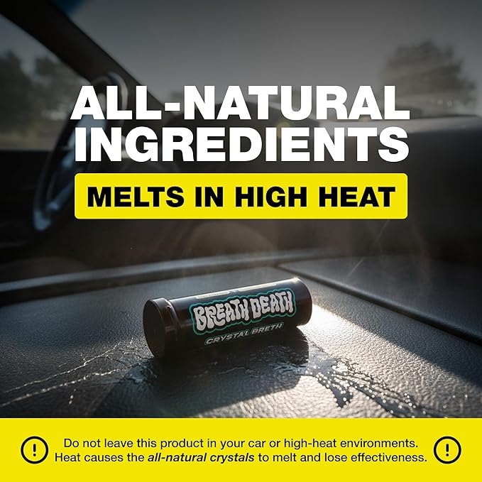 Breath Death Crystal Breth Breath Mints, Peppermint Mint Crystals, Gluten Free, Vegan & Zero Calorie Mints, Zinc-Infused & Fast Acting Formula, Single Pack - 4 Tubes, 12 Servings Per Tube, 1.6 Oz.