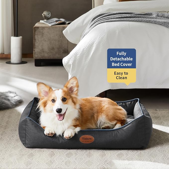 Tidore Orthopedic Dog Beds for Medium Dogs, Durable Egg Crate Foam Sofa Dog Bed wit Washable Removable Cover,Waterproof Lining,Pet Bed for Large Dogs (Dark Grey, 31.5" L x 25.2" W x 7" Th)