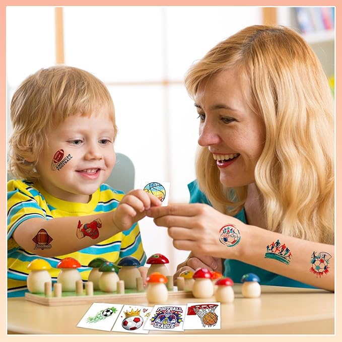 102 PCS Individually Wrapped Sports Temporary Tattoo for kids - Soccer Basketball Baseball Football Temporary for Girls Boy Body Arm Shoulder Cute Tattoos Stickers Supplies Gifts for Kids