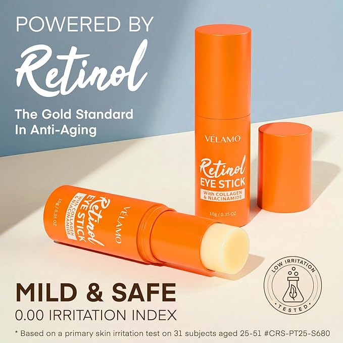 Retinol Under Eye Balm Stick: Korean Retinol Eye Cream for Dark Circles, Puffiness, Eye Bags, Wrinkles & Fine Lines - 8-IN-1 Formula with Collagen, Niacinamide, Peptides & Hyaluronic Acid 0.35 OZ/10g