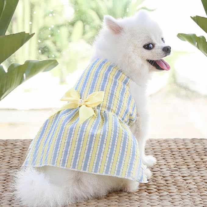 TAPBULL Dog Dresses, Fashionable Pet Dog Clothes, Cute Cat Birthday Dress Outfit (Blue/Red/Pink/Pink-Blue/Yellow-Blue 5-Pack), X-Small