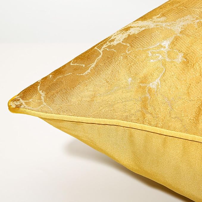 vctops Gold Decorative Luxurious Throw Pillow Covers Jacquard Square Cushion Cases Pillowcase for Bed Sofa Couch Chair Car Home Decor (Gold Yellow,18"x18")