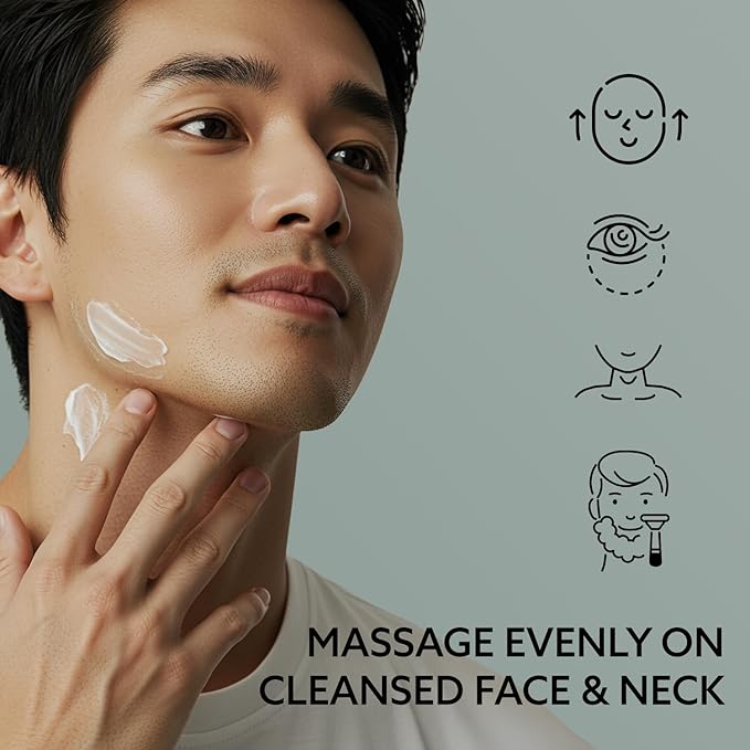 Korean 6 in 1 Face Cream for Men: Anti-Aging Skin Care Facial Moisturizer for Wrinkles Under Eye Bags Dark Circles Puffiness & Firming with Retinol Collagen Peptides Caffeine & Hyaluronic Acid, 1.7 oz