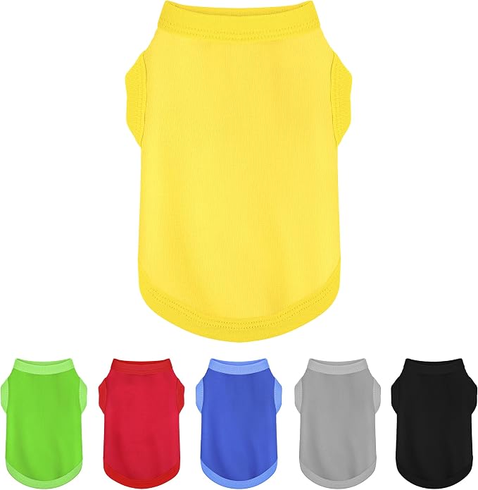 Elevate Your Dog's Fashion Quotient with Colorful and Breathable Sleeveless Cotton Shirts! Perfect Pet Apparel for Small to Medium Dogs Yellow 3XL