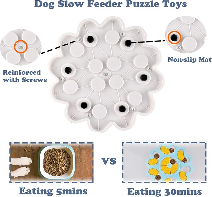 Dog Puzzle Toys for Smart Dogs Treat Dispensing Mental Stimulation Toys Dog/Cat Puzzle Feeder Dog Enrichment Toys Interactive Dog Toys for Boredom (Flower)