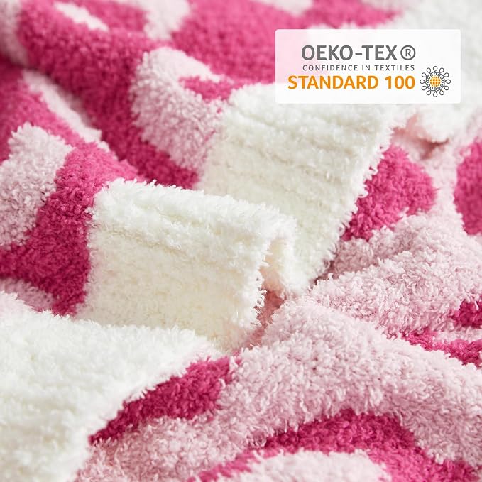 Snuggle Sac Hot Pink Leopard Throw Blanket for Couch - Ultra Soft Warm Plush Blanket, Reversible Cheetah Blanket for Sofa & Bed, Pink Leopard, 50x60 inches