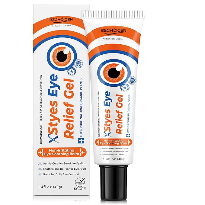 BECHOICEN Stye Eye Relief Gel with Tea Tree Oil,Calendula & Vitamin E–Gentle Soothing Serum for Styes,Chalazion & Blepharitis,Soothing Eyelid & Under Eye Care for Redness,Irritation & Puffiness,1.4oz