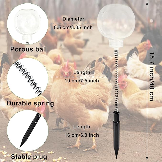 2PCS Chicken Peck Toys Poultry Enrichment Swing & Slow Feeder Chicken Treat Dispenser for Hens Ducks Birds and Parrots Transparent Coop Toys for Fun & Feeding