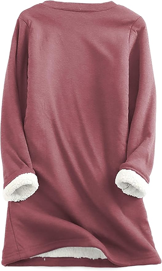 Yeokou Women Warm Sherpa Lined Fleece Crewneck Sport Sweatshirt Pullover Loungewear