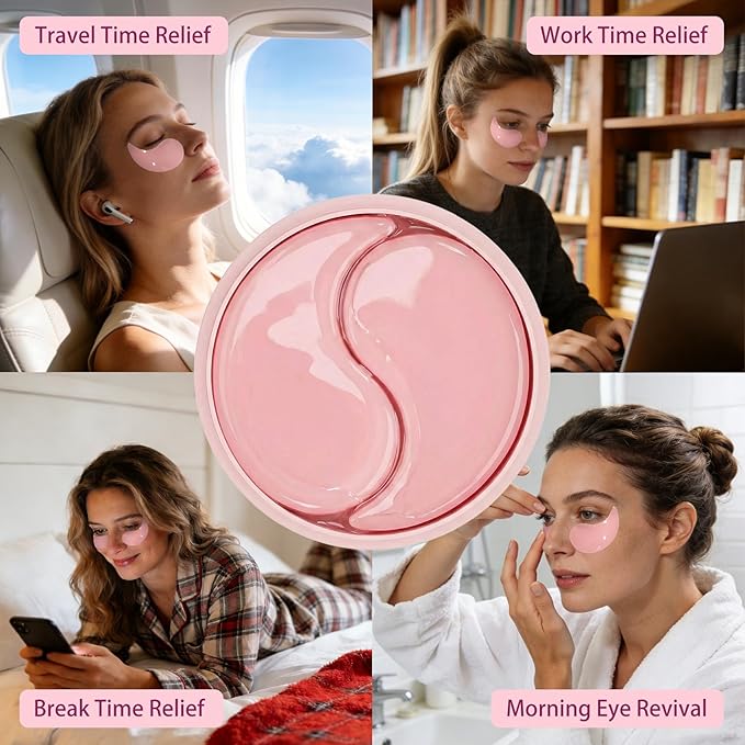 Under Eye Patches Brightening Cooling Hydrating Eye Masks for Dark Circles, Puffiness & Wrinkles, Infused with Caffeine and Hyaluronic Acid, Soothing Anti-Aging Treatment for Women & Men