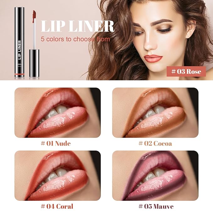 Lip Stain - Long Wear Tattoo Lip Liner, Waterproof & Transfer-proof Peel Off Lip Stain with Matte Finish, Lip Tint For All Skin Types, Great Gifts for Women (Mauve)