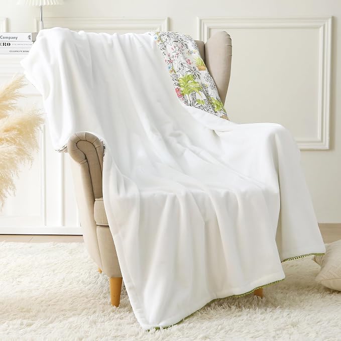 Viviland Cotton Blanket Muslin Blankets for Adult Reversible Flannel, Gifts for Women, Cozy and Soft for All Seasons, Home Decor Throw for Sofa, Chair, Tiger Yanina, 50x70 inches