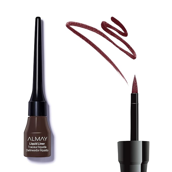 Almay Liquid Eyeliner, Waterproof, Fade-Proof Eye Makeup, Easy-to-Apply Liner Brush (Packaging May Vary), 222 Brown