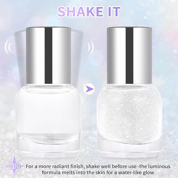 Diamond Roll On Liquid Highlighter for Radiant Glow, Watery-glowing Texture Shimmer Glow Face Luminizer, Long-Lasting Rollaway Body Glitter Makeup for Festival, Party & Daily Glow