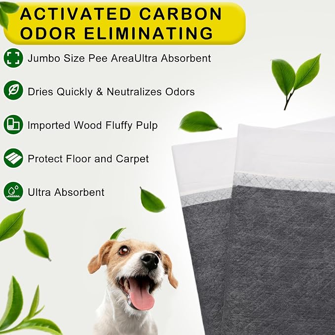 Extra Large 48"x36" 40 Pcs Odor-Control Super Absorbency Charcoal Pee Pads for Dogs,Leak-Proof Pet Training Pee Pads,Thicken Disposable Potty Pads Puppy Training Pads for Cats Rabbits