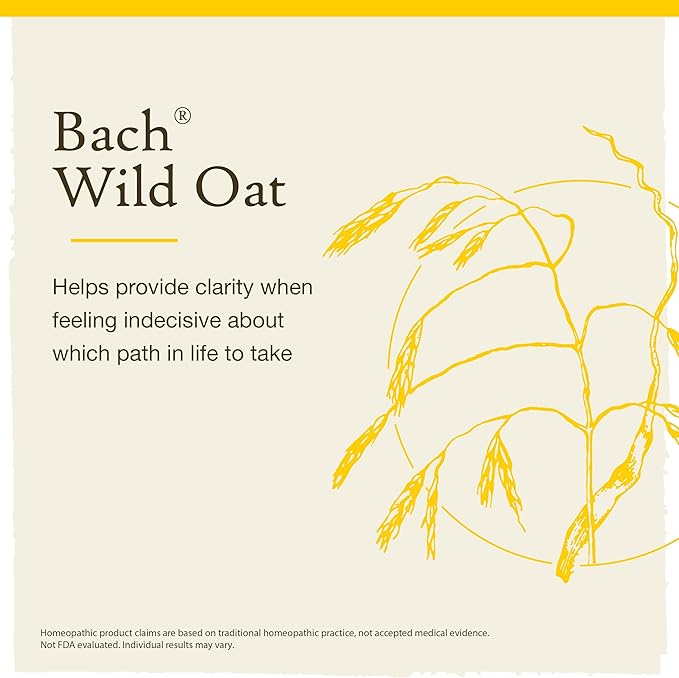 Bach Original Flower Remedies, Wild Oat - Decide Your Path - Natural Homeopathic Flower Essence for Emotional Balance - Vegan, Gluten Free, Sugar Free - 20mL Dropper