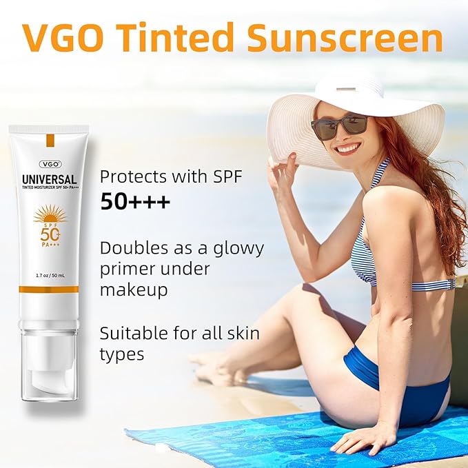 VGO Tinted Sunscreen SPF 50, Hydrating Sun Essence 50ml / 1.7oz - 2 Packs