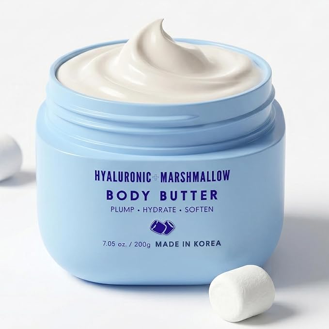 Hyaluronic Acid Body Butter With Marshmallow - Dermatologist Tested, Anti Aging, Korean Skin Care - Deep Hydration, Smoother, Plumper, Dewy Skin - Vegan, Clean Beauty - 7.05 Oz
