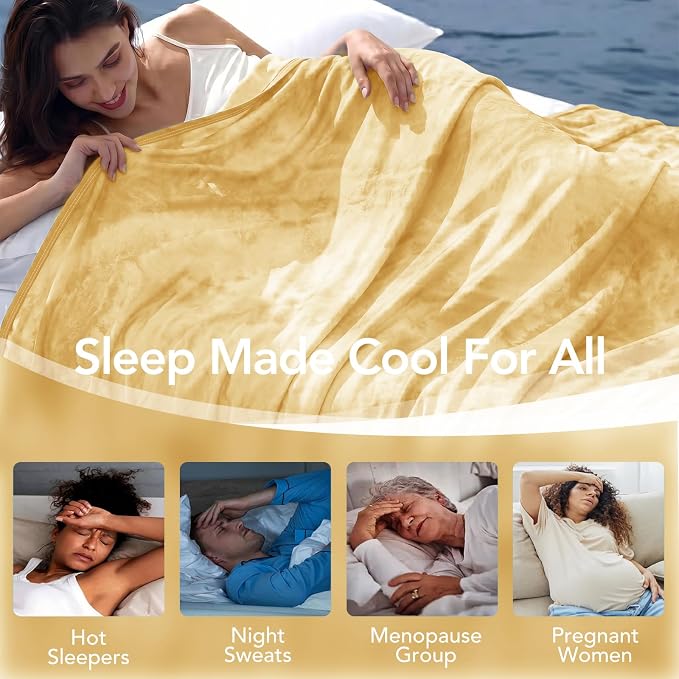 Cooling Blanket 60''x80'' for Hot Sleepers, Arc-Chill Q-Max>0.35 Double Sided Cold Blankets for Night Sweats, Cool Soft Lightweight Summer Blanket for Sofa Bed Couch, Gifts for Women Twin