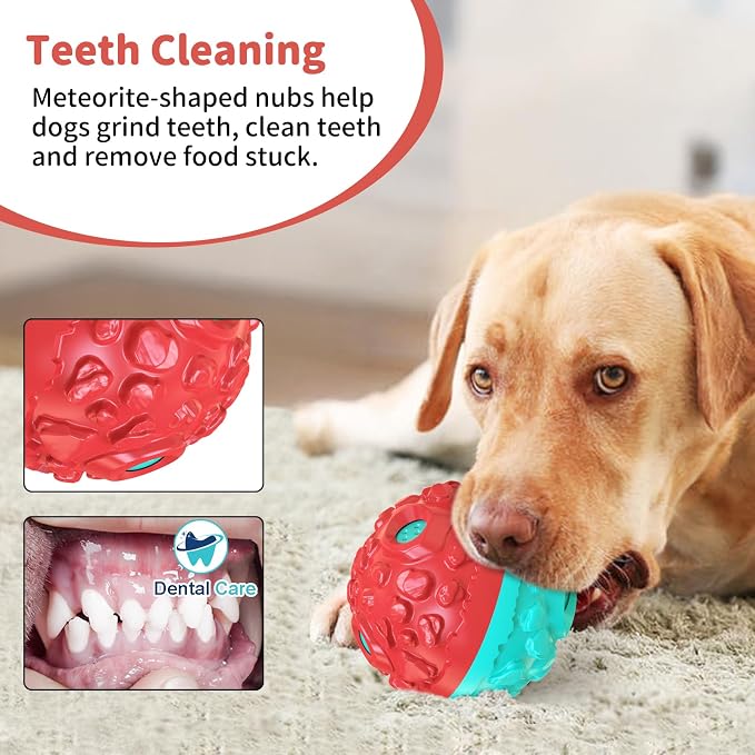 Dog Giggle Balls for Aggressive Chewers Interactive Dog Toy Ball | Fun Squeaky Sound to Keep Them Busy, Durable Rubber Chew Toys, for Small Medium Large Dogs, Indoor & Outdoor, Red