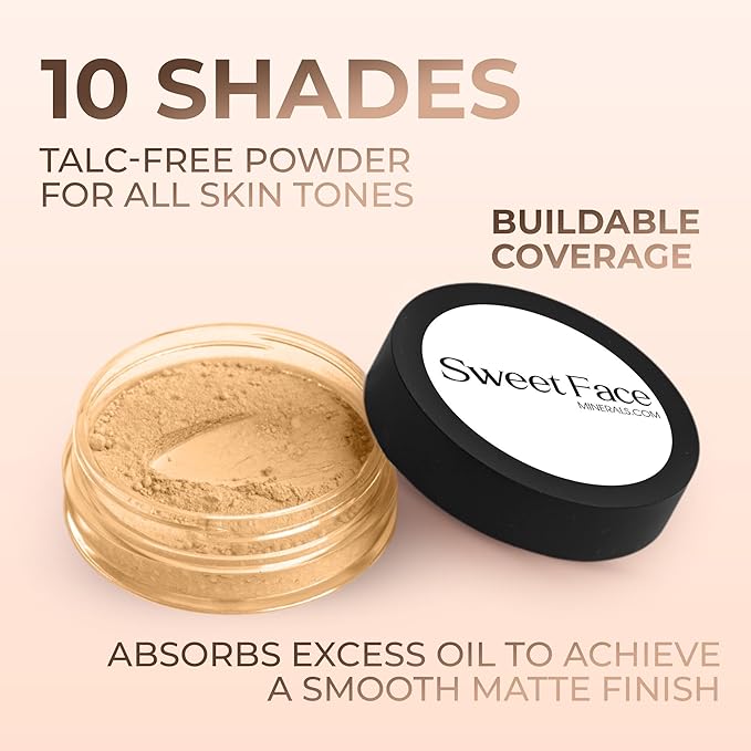 BEIGE FOUNDATION (5g Sample Size Jar) – Mineral Loose Powder Foundation – Matte Finish, Natural Coverage for Medium Skin – Sweet Face Minerals SPF 30