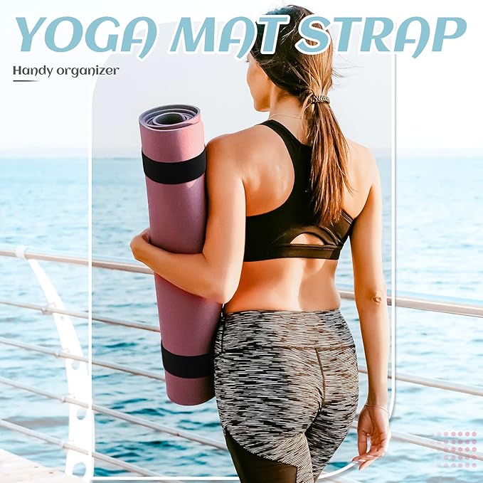 Honoson 4 Pcs Nylon Yoga Mat Strap Stretchable Holder Straps Heavy Duty Bungee Straps Band Adjustable Carrying Strap for Exercise Workout Pilates Yoga Mat Storage Gym, Black