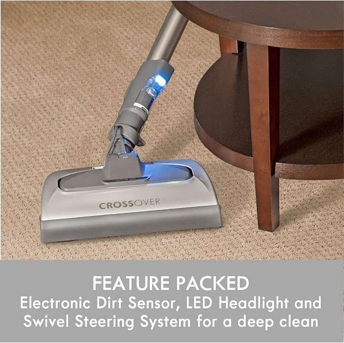 Kenmore Elite 21814 Pet Friendly CrossOver Lightweight Bagged HEPA Canister Vacuum with Pet PowerMate, Extended Telescoping Wand, Retractable Cord, 2 Floor Nozzles, and 4 Cleaning Tools-Silver/Gray | Pet PowerMate, Extended Telescoping Wand, Retractabl...