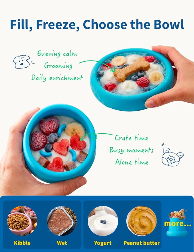 2-in-1 Dog Freezer Bowl & Licking Mat, Frozen Dog Treat Toy