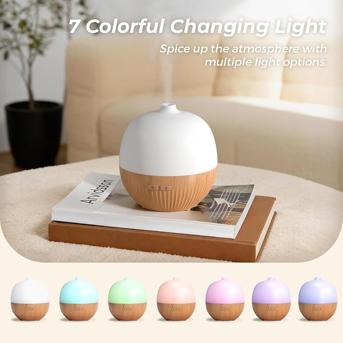 ARVIDSSON Essential Oil Diffuser, 100ml Small Aromatherapy Diffuser with Mood Light, Ultrasonic Oil Diffusers for Home, Mini Diffuser for Essential Oils, Gift for Women (Pack of 2)