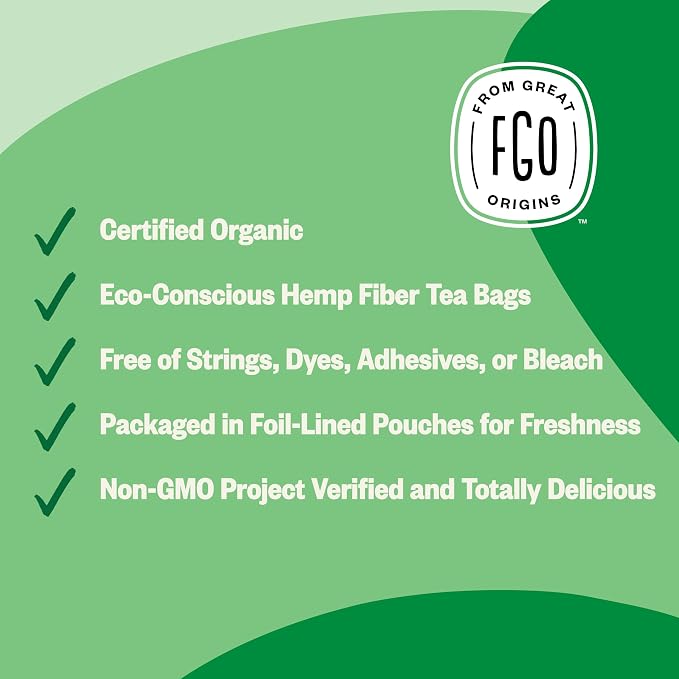 FGO Organic Irish Breakfast Tea, 20 Count, Eco-Conscious Tea Bags (Pack of 1)
