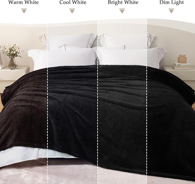 Exclusivo Mezcla Fleece Twin Size Blanket for Couch and Bed, 60" x 80" | Super Soft and Cozy Fluffy Blanket for Women, Lightweight and Fuzzy Blanket for Teens Back to School, All Season, Black