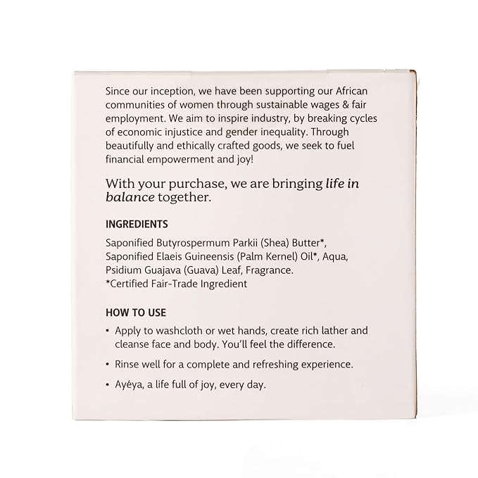 AYÉYA African Black Soap Bar, Lavender (Peace) – Exfoliating Bar Soap for Dry, Combination, Sensitive, Acne-Prone Skin, 4 Oz