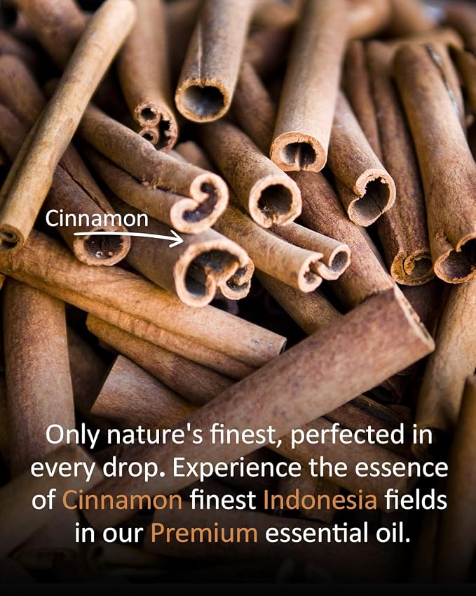 Cinnamon Essential Oil 4 fl oz (120ml) – 100% Pure Natural Cinnamon Bark Oil, Warm Cozy Scent for Water Diffuser, Massage, Hair & Skin Care, DIY Candle & Soap Making – Large Value Bottle