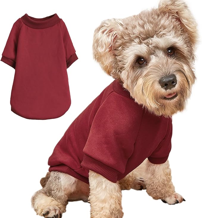 Soft Puppy Sweater for Small Dogs Winter Knit Pullover, Wine XS | Elastic Cuffs Pet Clothes, Holiday Party Matching, Fall Winter Daily Outfit, Soft Breathable Machine Washable Sweatshirt