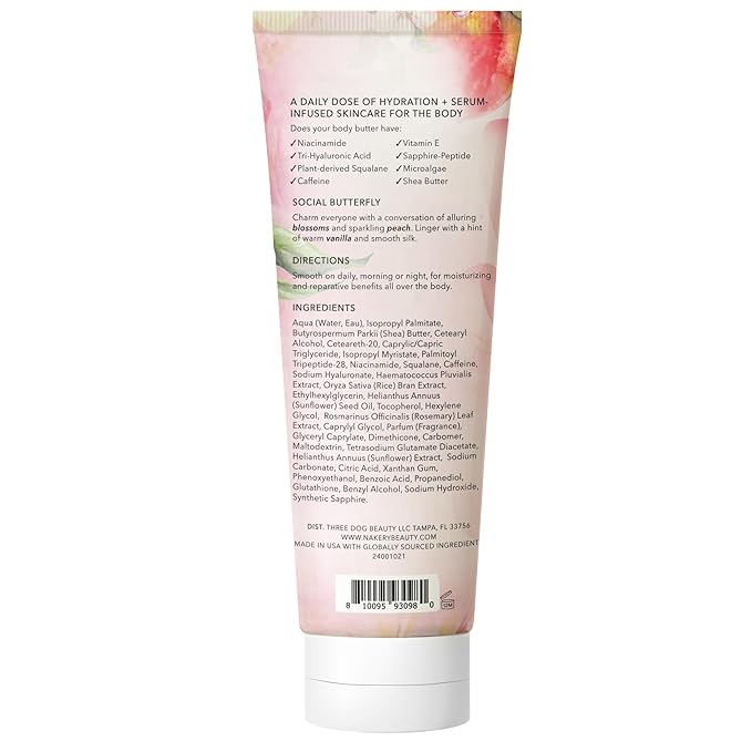 Nakery Body Butter Anti Aging Moisturizer - Skin Tightening Cream & Neck Firming Cream, Moisturizing Cream & Neck Tightening for Dry Skin 300ml(Social Butterfly)