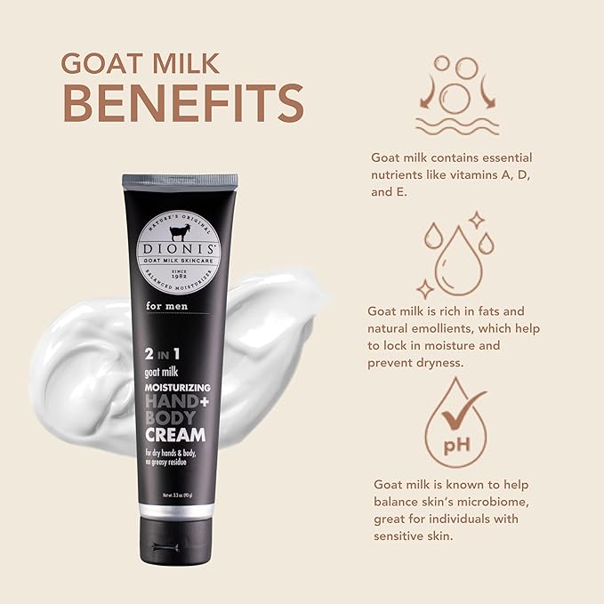 Dionis Goat Milk Hand & Body Cream Men’s Fresh 3.3oz (Pack of 1)