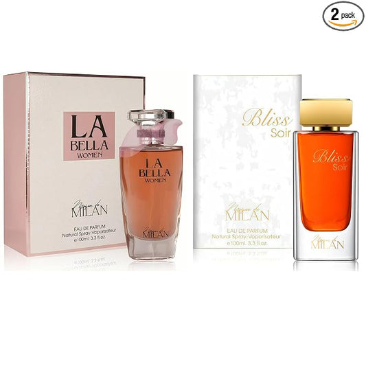 A CENTER Perfume Set for Women - Floral Fragrance Gift Set with Vanilla,Sweet Fruity, Powdery, Woody&Musky | 3.4 Fl Oz Each Eau De Pafume(La Bella,Bliss Soir)