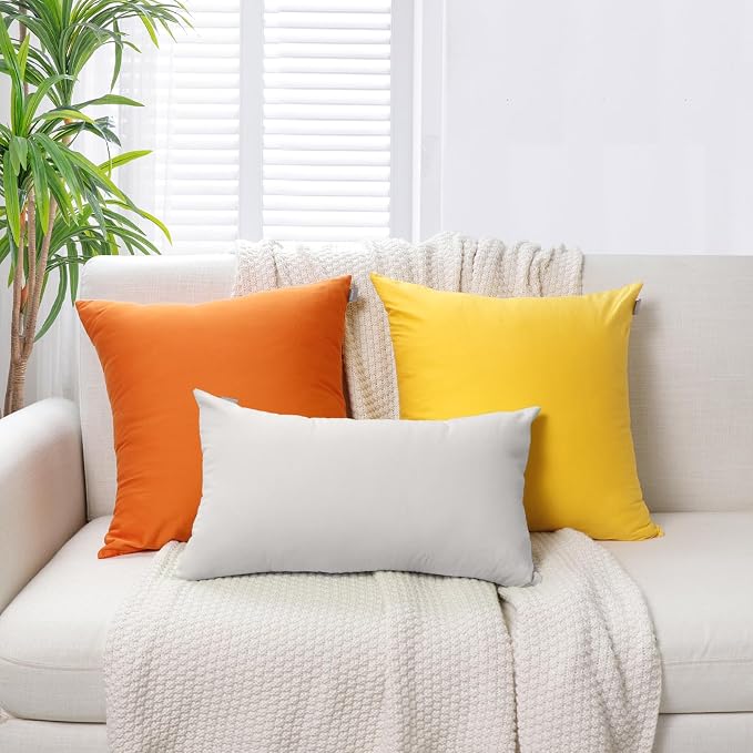 Thmyo 4-Pack 100% Cotton Lumbar Comfortable Solid Decorative Throw Pillow Case Rectangle Cushion Cover Sublimation Blank Pillow Covers DIY Throw Pillowcase(12x20inch/30x50cm,Light Silver Grey)