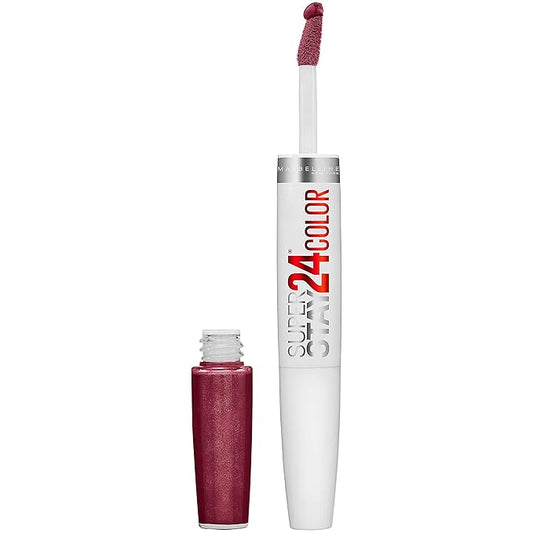 Maybelline Super Stay 24, 2-Step Liquid Lipstick Makeup, Long Lasting Highly Pigmented Color with Moisturizing Balm, Unlimited Raisin, Purple, 1 Count