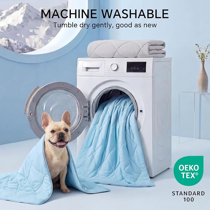 Luciphia Q-MAX>0.4 Cooling Dog Blanket Breathable Cold Pet Puppy Blue,29x40 | Silky soft self-cooling; summer calming mat; easy clean washable; lightweight couch protector for dogs, cats, and puppies.