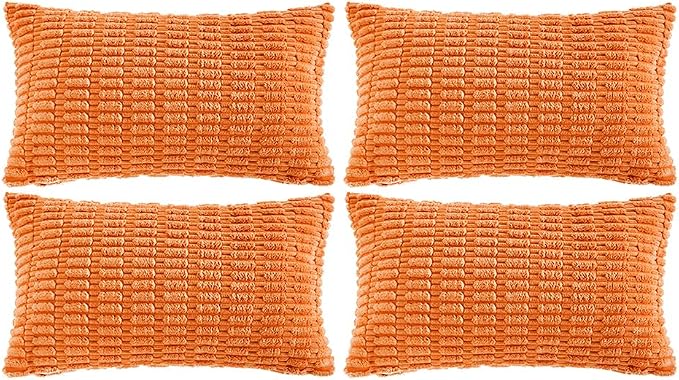 Fancy Homi 4 Packs Decorative Throw Pillow Covers for Living Room Couch Bed, Modern Farmhouse Boho Home Décor Accent Cushion Case, 24" x 16", Orange