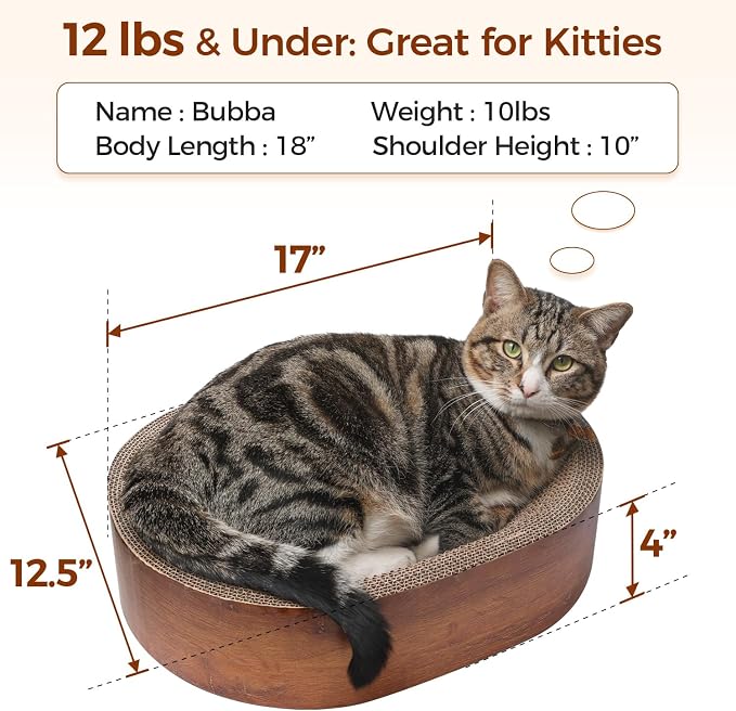 ComSaf Cat Scratcher Bed, Oval Cardboard Scratch Pad Bowl for Indoor Cats | Cat Scratching Board, Corrugated Cardboard Surface, Deep Nest Lounger, Furniture Protection, Resting Spot, Claw Care