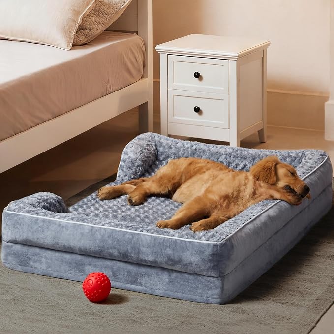 WNPETHOME Orthopedic Washable XXL Dog Bed for Senior Dog Cozy Sleep | Extra Large Waterproof Big Soft Dog Couch Sofa Bed for Dogs Relax with Removable Cover Supportive Pet Bed Grey 48x35 Inch