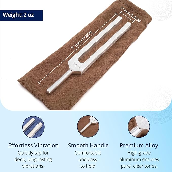 432 Hz Tuning Fork for Healing - Precision-Machined Aluminum Alloy - Made in USA - Healing Tuning Fork, Chakra Healing, Sound Therapy, Reiki, Yoga, Energy Balancing Tools