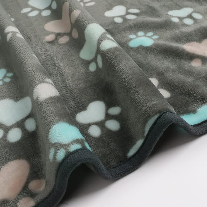 Luciphia Dog Blanket 3 Pack, Soft Cozy Fleece Throw for Puppy Cat,23"x16" | Fuzzy Flannel Small Pet Blanket Washable, Cute Paw Print for Crate Car Bed. Puppy Essential,Cat Stuff Gifts,Small