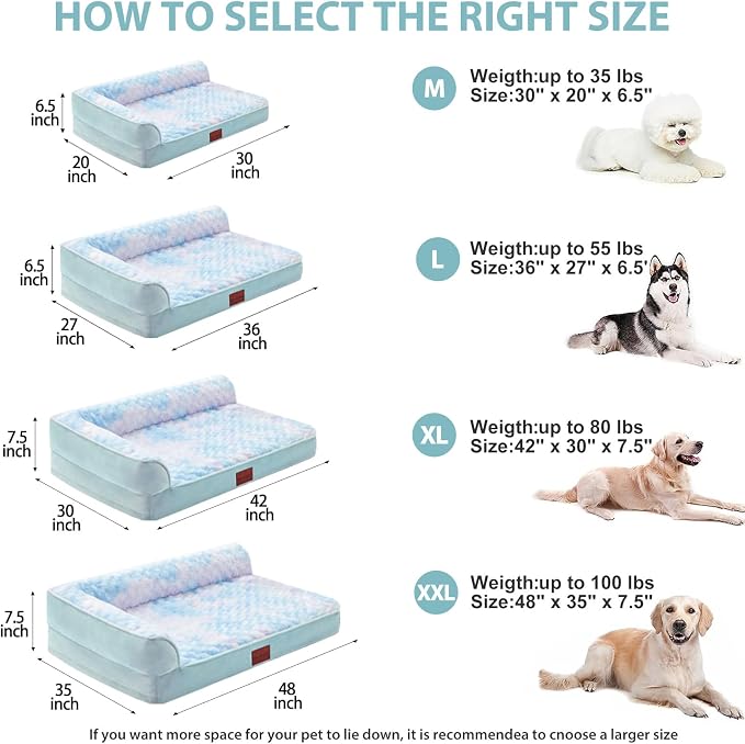 BFPETHOME Orthopedic Washable Dog Bed, Sleeping Couch for Large Senior Dogs | Deluxe Plush Rose Velvet Washable Cover, Egg Crate Foam Support, Waterproof Lining, Non-Slip Bottom, Senior Dogs
